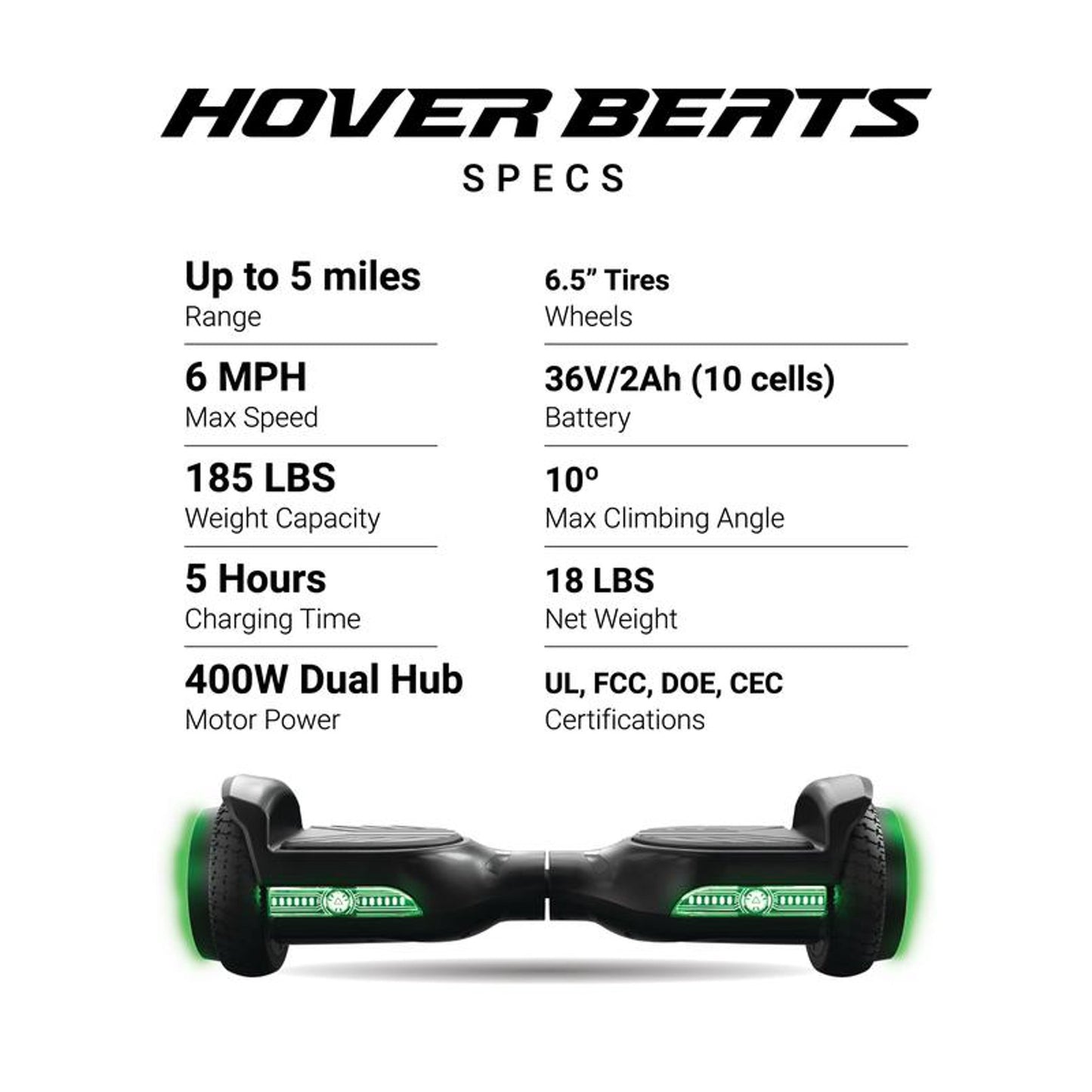 Bluetooth Hoverboard with Green Lights. Brand New!